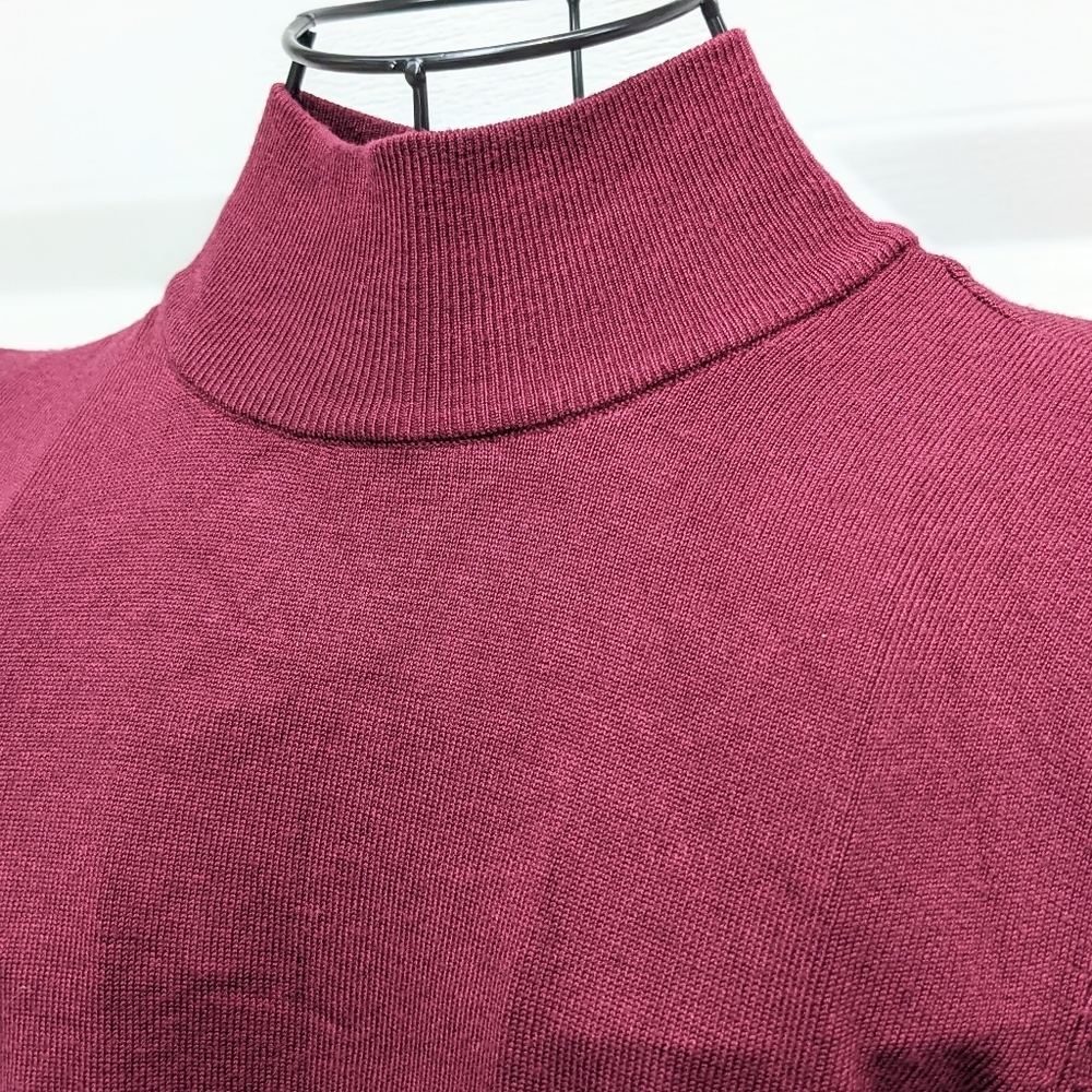 Alfani Burgundy Turtleneck Faux Fur Long Sleeve Top S - Picture 4 of 4
